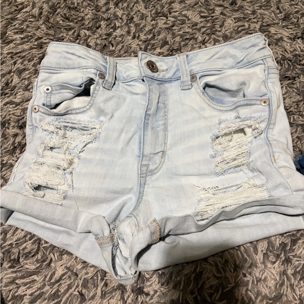 American Eagle Outfitters Light Wash Distressed Jean Shorts